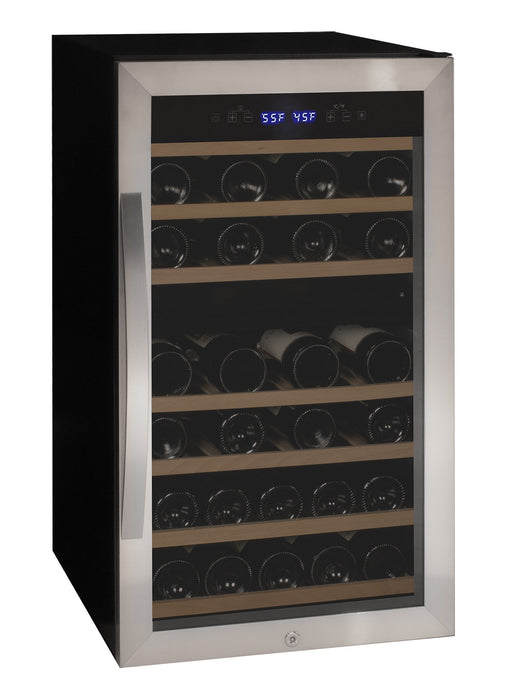 Cascina Series 43 Bottle Dual Zone Freestanding Wine Refrigerator Cooler with Stainless Steel Door