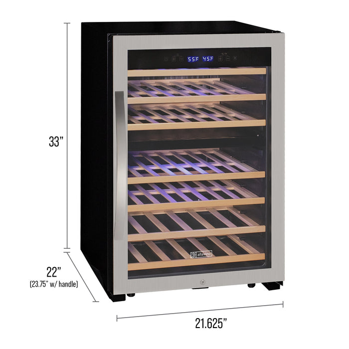 Cascina Series 47 Bottle Dual Zone Freestanding Wine Cooler Refrigerator with Stainless Steel Door