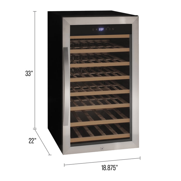 Cascina Series 50 Bottle Single Zone Freestanding Wine Cooler Refrigerator with Stainless Steel Door