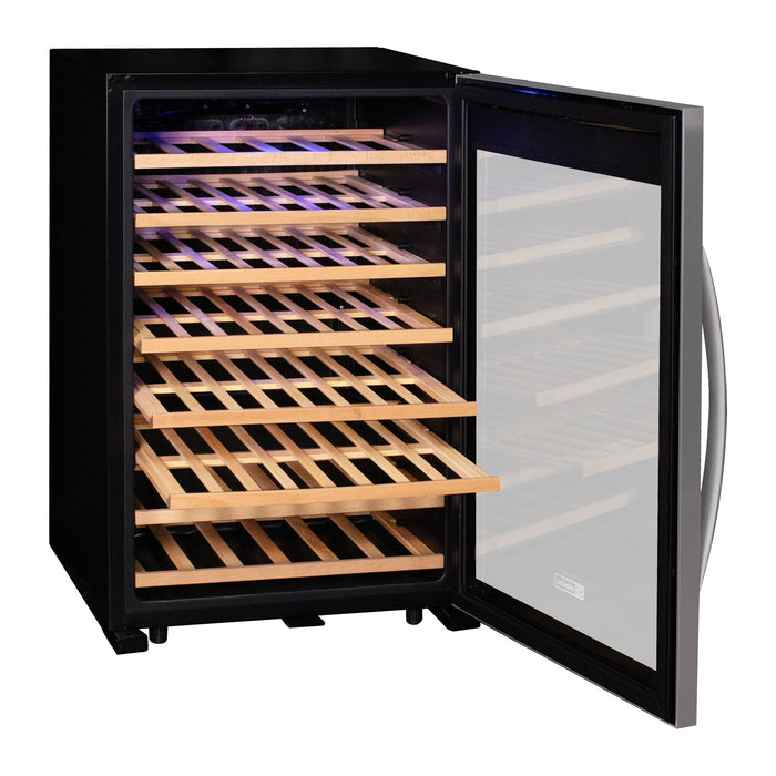 Cascina Series 55 Bottle Single Zone Freestanding Wine Refrigerator Cooler with Stainless Steel Door