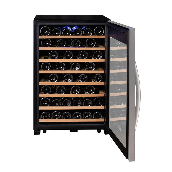 Cascina Series 55 Bottle Single Zone Freestanding Wine Refrigerator Cooler with Stainless Steel Door