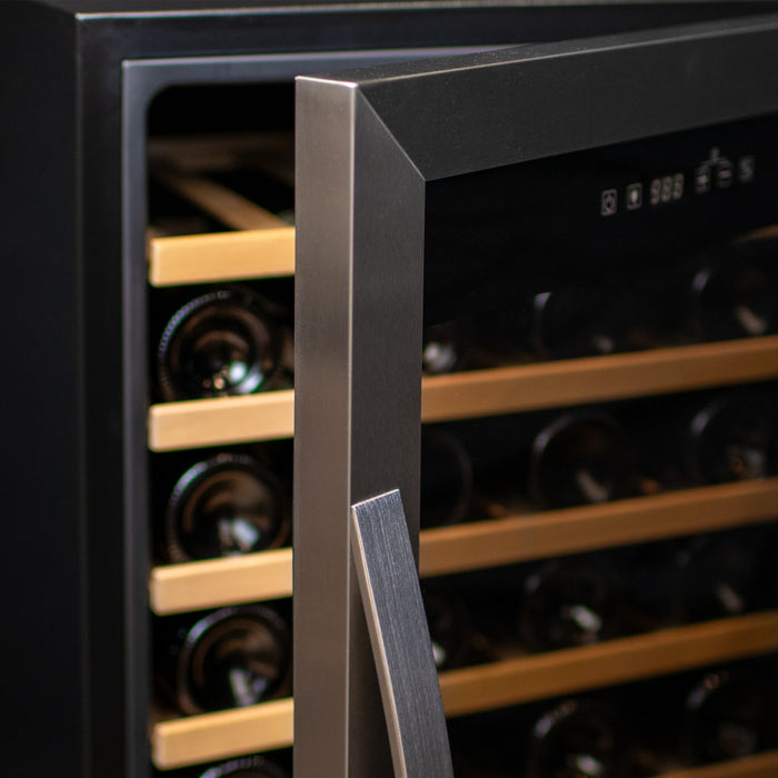 Cascina Series 55 Bottle Single Zone Freestanding Wine Refrigerator Cooler with Stainless Steel Door