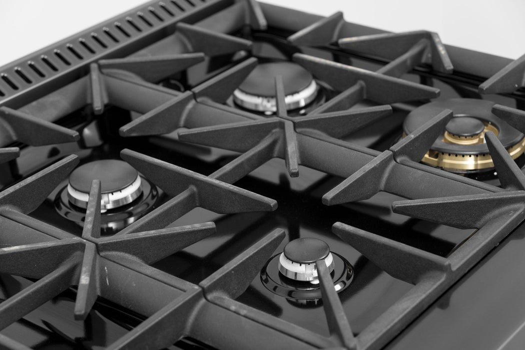 Kucht 36" 5.2 cu. ft. 6 Burner Natural Gas Dual Fuel Range in Titanium Stainless Steel with Digital Thermostat