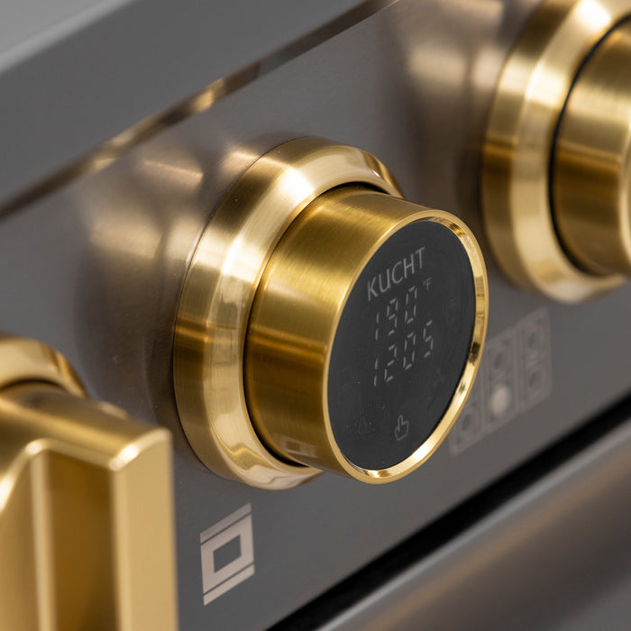 Kucht 36" 5.2 cu. ft. 6 Burner Natural Gas Dual Fuel Range in Titanium Stainless Steel with Digital Thermostat