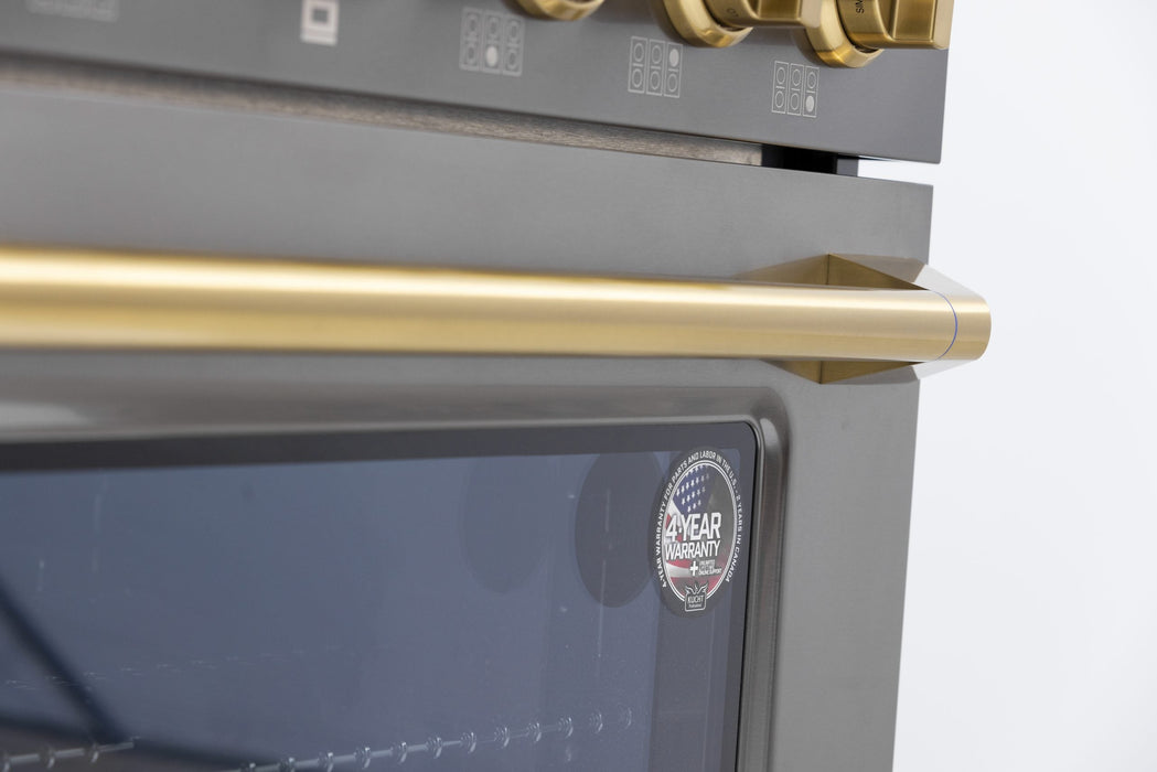 Kucht 36" 5.2 cu. ft. 6 Burner Natural Gas Dual Fuel Range in Titanium Stainless Steel with Digital Thermostat