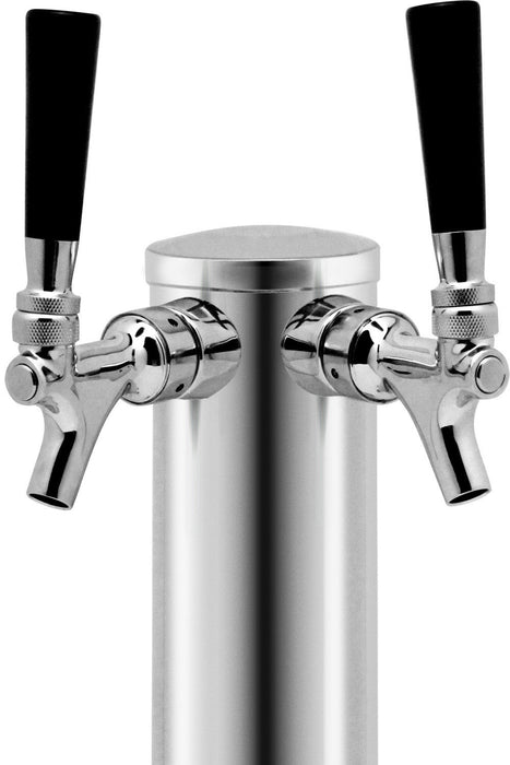 Polished Stainless Steel Dual Faucet Draft Beer Tower - 3" Column