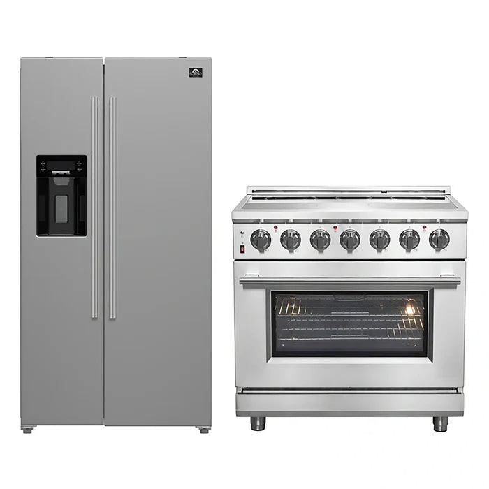 FORNO 2-Piece SS Kitchen Bundle - 36" Electric Range and 36" Bottom Freezer Refrigerator