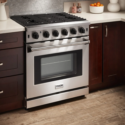 THOR Kitchen Package - 30" Gas Range, Range Hood, Refrigerator, Dishwasher, Wine Cooler, AP-LRG3001U-C-3