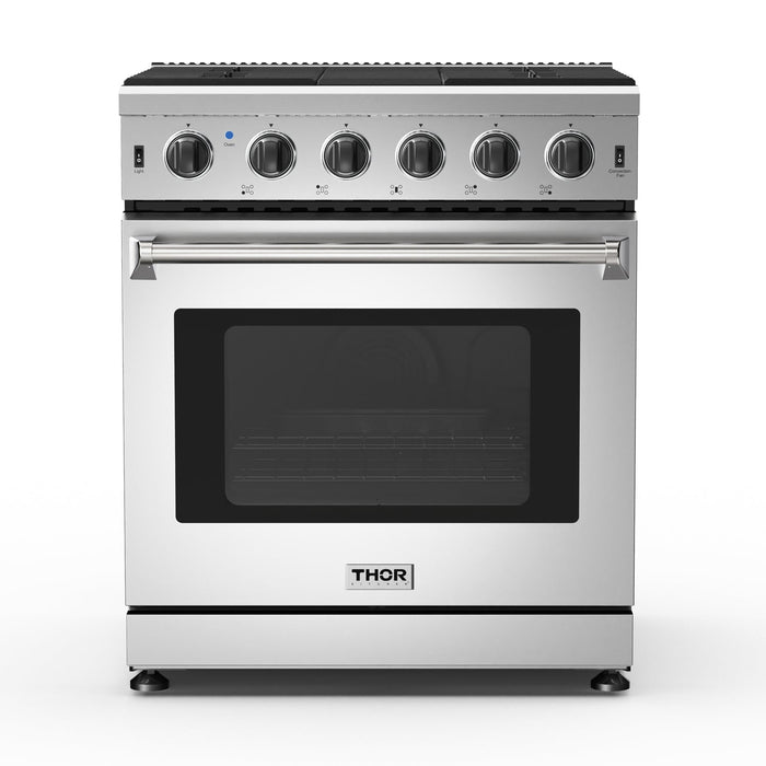 THOR Kitchen 30 in. 4.55 cu. ft. Professional Natural Gas Range in Stainless Steel, LRG3001U