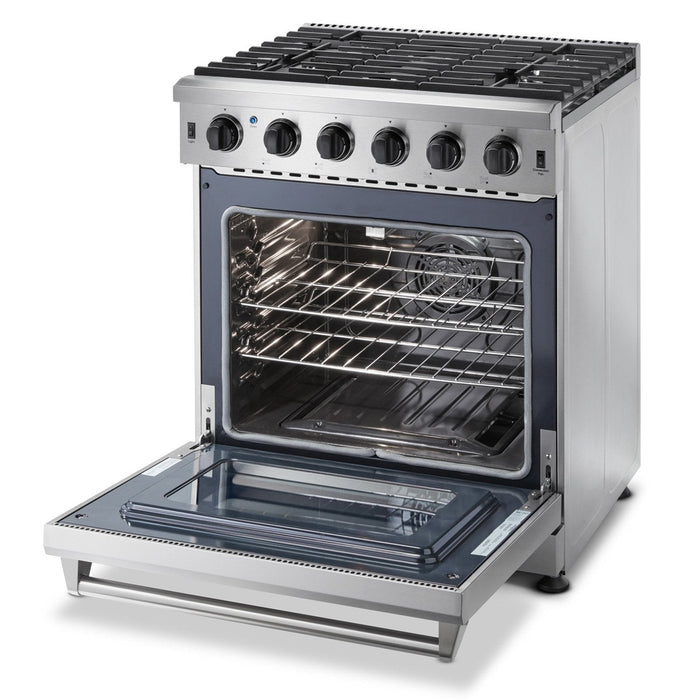 THOR Kitchen Package - 30" Propane Gas Range, Range Hood, Microwave, Refrigerator, Dishwasher, Wine Cooler, AP-LRG3001ULP-20