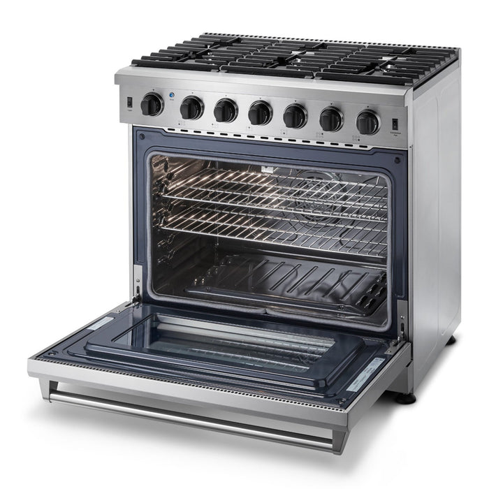 THOR Kitchen Package - 36" Propane Gas Range, Range Hood, AP-LRG3601ULP-C