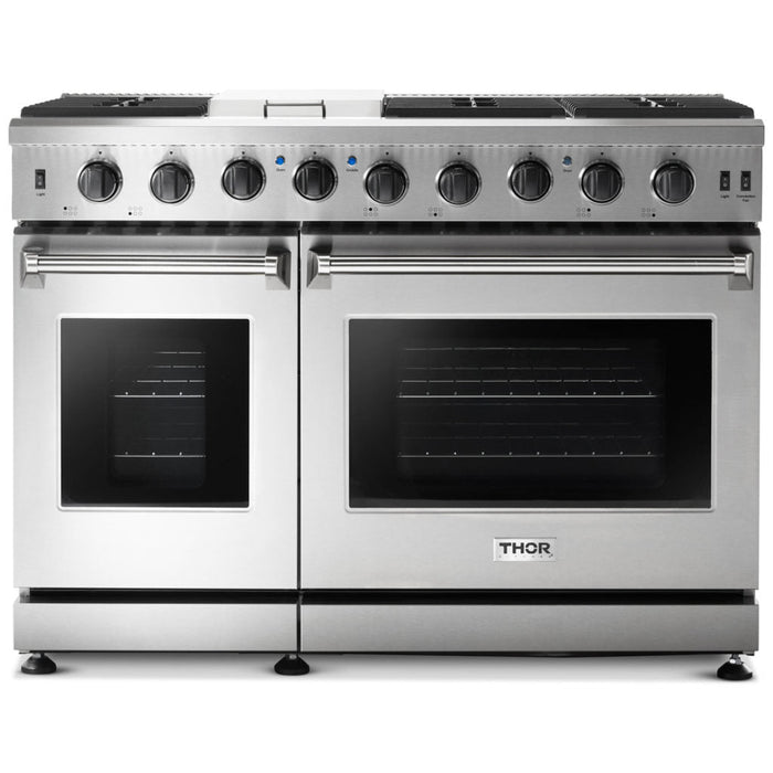 Thor Kitchen 48 in. 6.8 cu. ft. Double Oven Propane Gas Range in Stainless Steel, LRG4807ULP