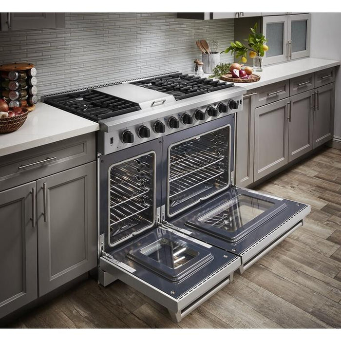 Thor Kitchen Package - 48" Propane Gas Range, Range Hood, Refrigerator, Dishwasher, Wine Cooler, AP-LRG4807ULP-4