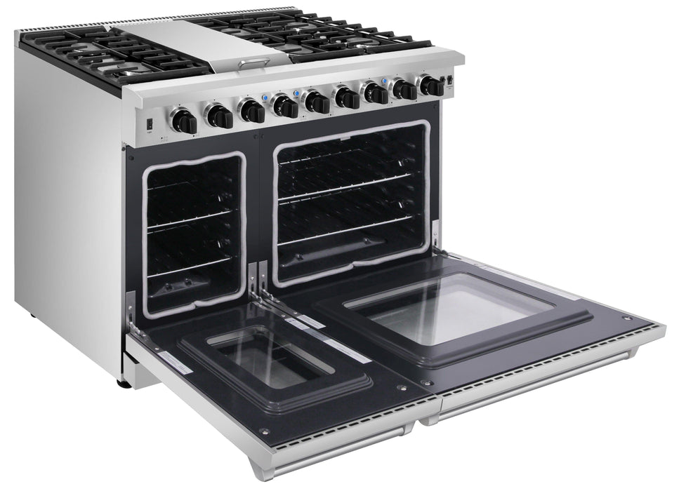 Thor Kitchen 48 in. 6.8 cu. ft. Double Oven Natural Gas Range in Stainless Steel, LRG4807U