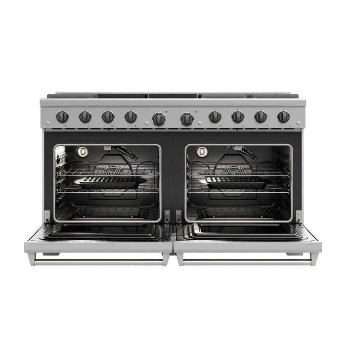 THOR Kitchen 60" 9.6 cu. ft. Professional Natural Gas Range with 8 Burners, LRG60E