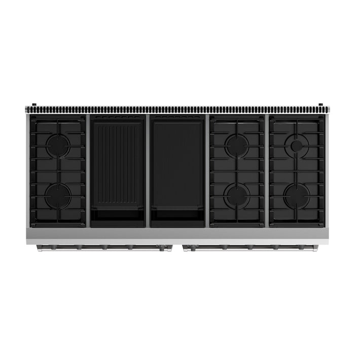 THOR Kitchen 60" 9.6 cu. ft. Professional Natural Gas Range with 8 Burners, LRG60E