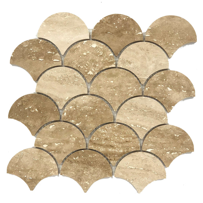 Patara Laguna Pattern 12" x 12" Honed Travertine Mesh-Mounted Mosaic Tile - Belair Collection