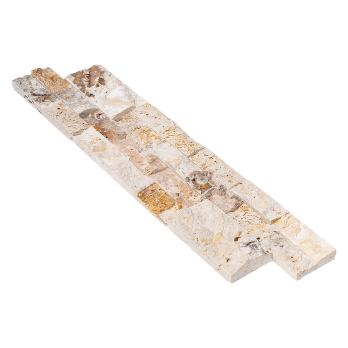Leonardo Onyx Ledger 3D Panel 6"x24" Split-face Natural Travertine Wall Tile - Belair Collection