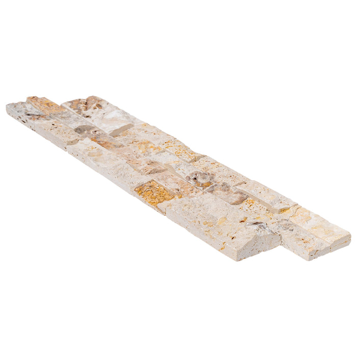 Leonardo Onyx Ledger 3D Panel 6"x24" Split-face Natural Travertine Wall Tile - Belair Collection