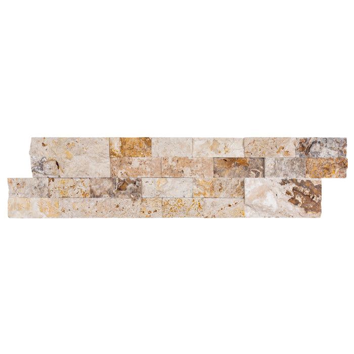 Leonardo Onyx Ledger 3D Panel 6"x24" Split-face Natural Travertine Wall Tile - Belair Collection