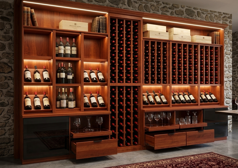 4 Column 80 Bottle 6.5ft Wine Rack Kit