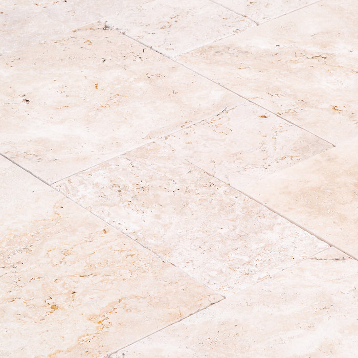 Travertine Light Antique Pattern Tumbled Pavers - Belair Collection