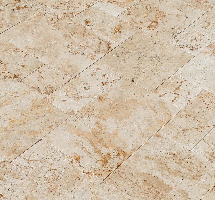 Travertine Light Antique Pattern Tumbled Pavers - Belair Collection