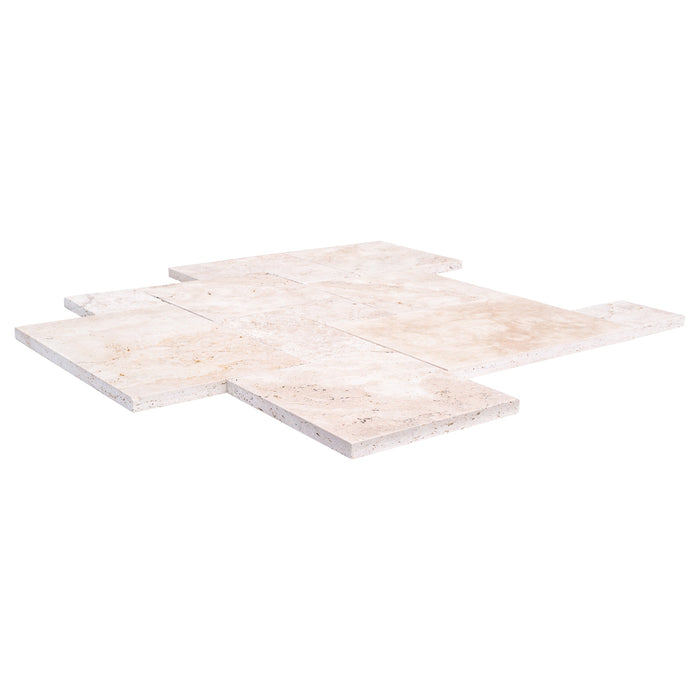 Travertine Light Antique Pattern Tumbled Pavers - Belair Collection
