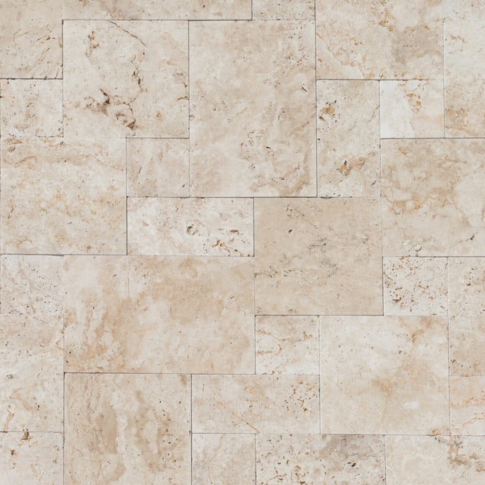 Travertine Light Antique Pattern Tumbled Pavers - Belair Collection