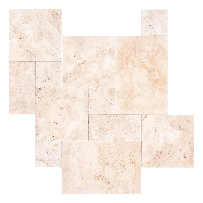 Travertine Light Antique Pattern Tumbled Pavers - Belair Collection
