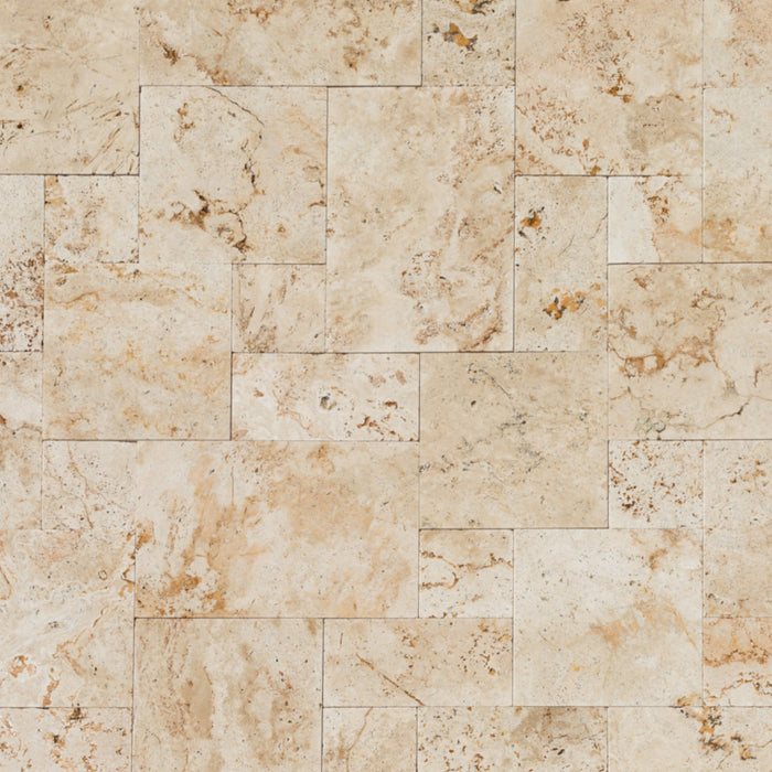Travertine Light Antique Pattern Tumbled Pavers - Belair Collection