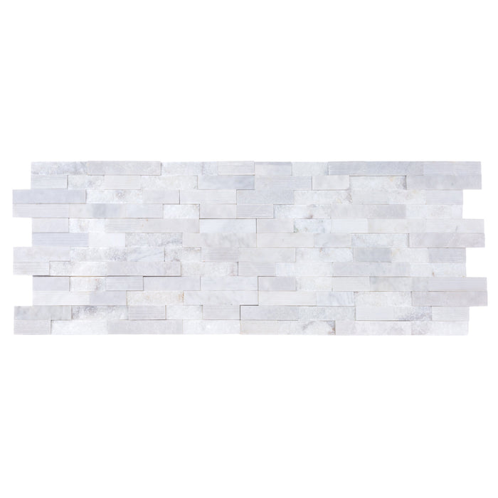 Lincoln White Ledger 3D Panel 6"x24" Multi Surface Natural Marble Wall Tile - Belair Collection