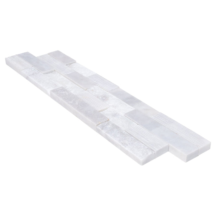 Lincoln White Ledger 3D Panel 6"x24" Multi Surface Natural Marble Wall Tile - Belair Collection