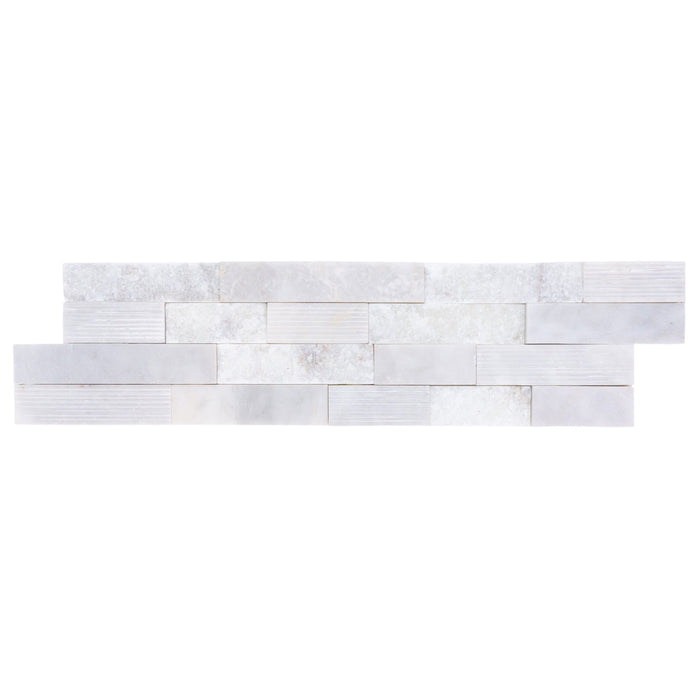 Lincoln White Ledger 3D Panel 6"x24" Multi Surface Natural Marble Wall Tile - Belair Collection