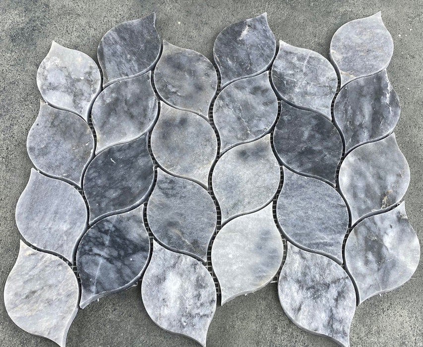 Luna Sky Marble Leaf on 12" x 12" Mesh Mosaic Tile - Belair Collection