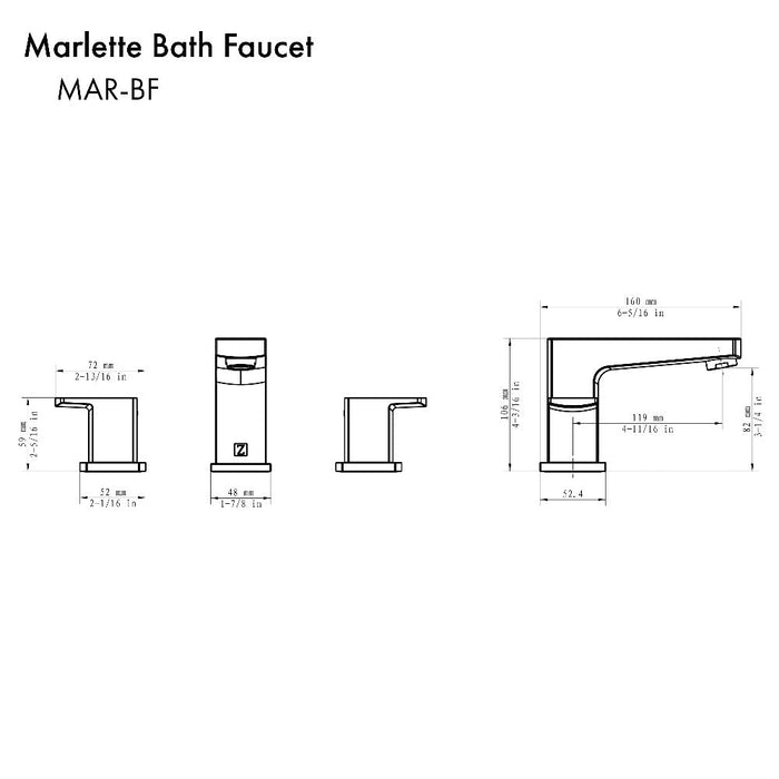 ZLINE Marlette Widespread Bath Faucet in Chrome (MAR-BF-CH)