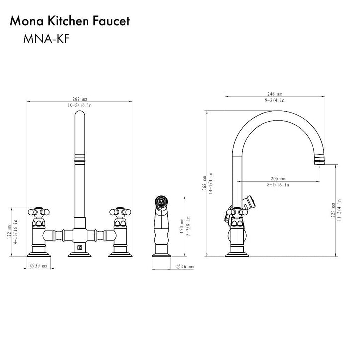 ZLINE Mona Kitchen Faucet and Side Sprayer in Chrome (MNA-KF-CH)