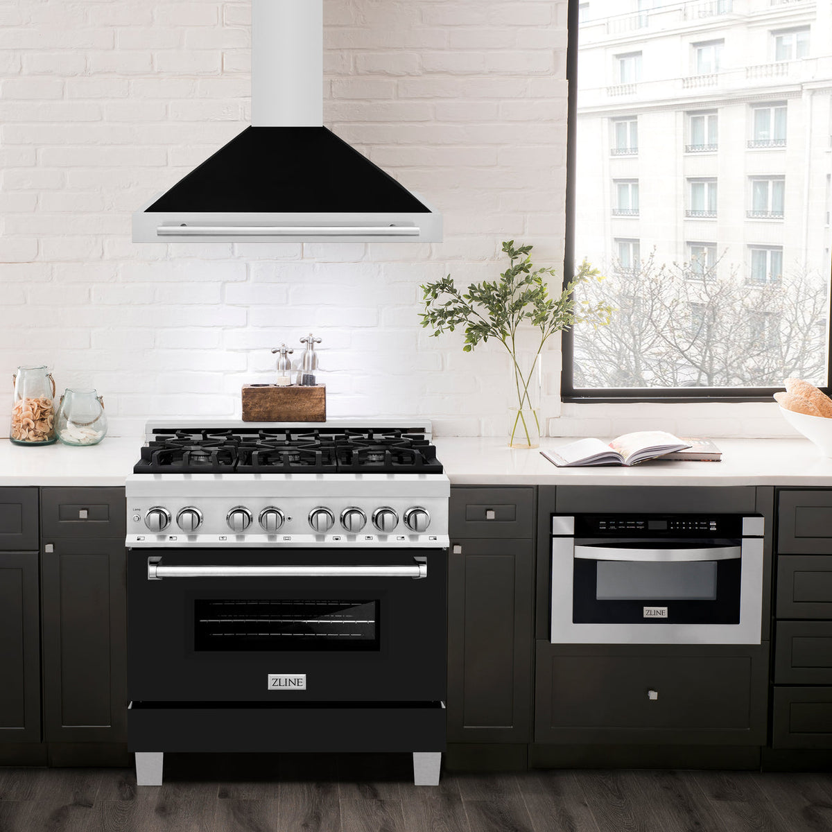 ZLINE 48 Inch Range Hood In Stainless Steel With Black Matte Shell