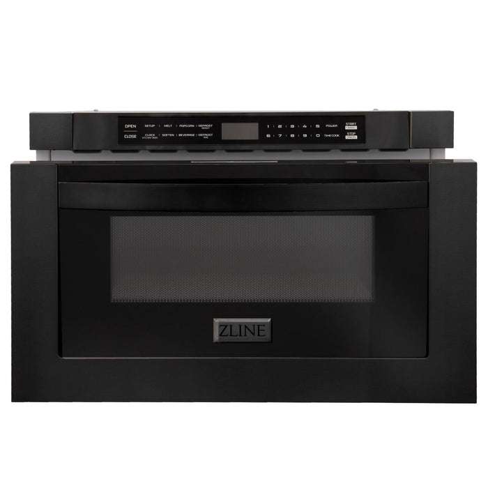 ZLINE Appliance Package - 30 in. Dual Fuel Range, Range Hood & Microwave in Black Stainless Steel, 3KP-RABRBRH30-MW