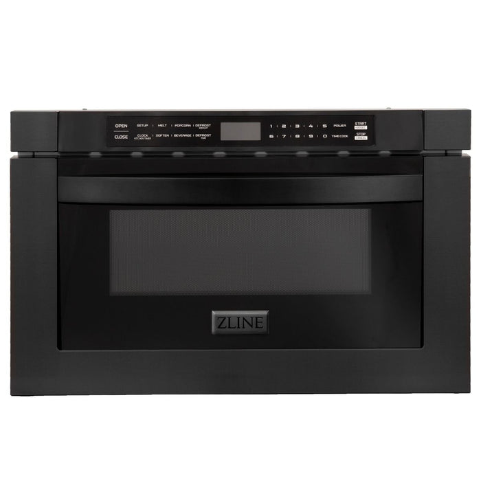 ZLINE Appliance Package - 30 in. Dual Fuel Range, Range Hood & Microwave in Black Stainless Steel, 3KP-RABRBRH30-MW