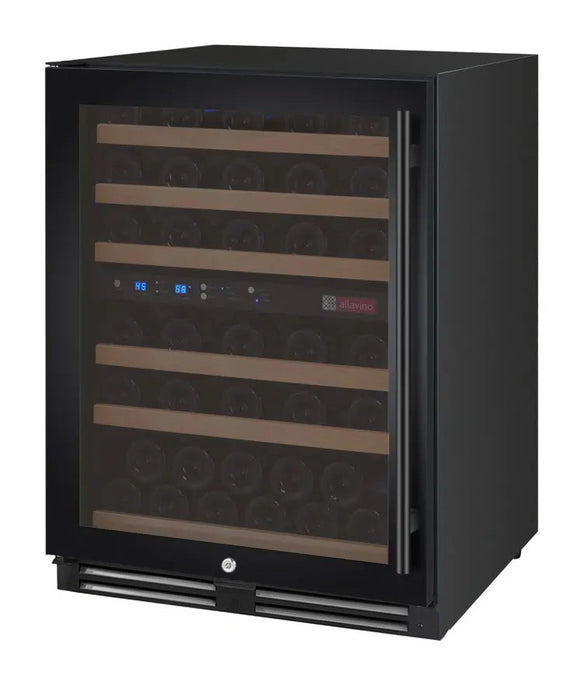 24" Wide FlexCount II Tru-Vino 56 Bottle Dual Zone Black Left Hinge Wine Refrigerator