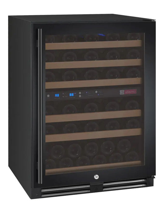 FlexCount Series 56 Bottle Dual Zone Built-in Wine Cooler Refrigerator with Black Door - Right Hinge