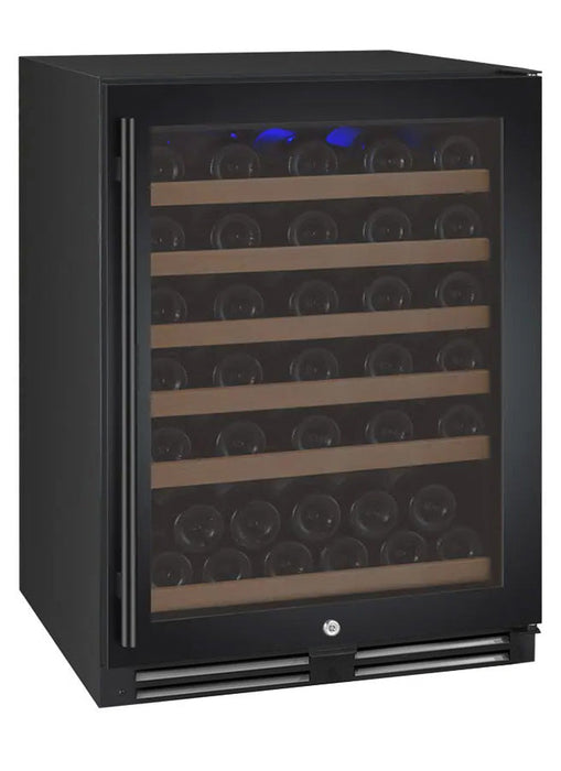 FlexCount Series 56 Bottle Single Zone Built-In Wine Refrigerator with Black Door - Right Hinge