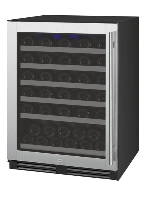 FlexCount Series 56 Bottle Single Zone Built-in Wine Cooler Refrigerator with Stainless Steel Door - Left Hinge