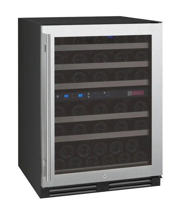 FlexCount Series 56 Bottle Dual Zone Built-In Wine Refrigerator with Stainless Steel Door - Right Hinge