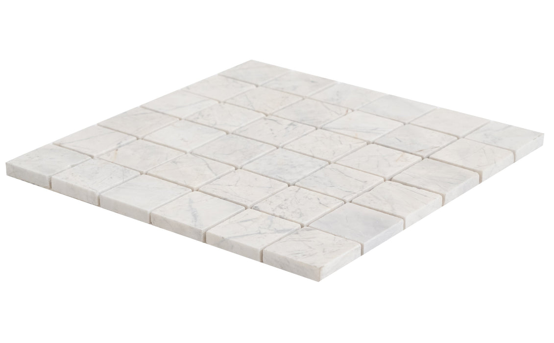 Palia Dolomite White 2"x2" Polished on 12"x12" Mesh Mosaic Tile - Belair Collection