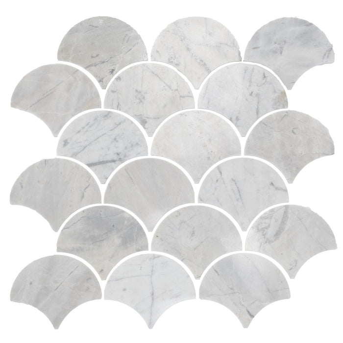 Palia Dolomite White Laguna Polished on 12" x 12" Mesh Mosaic Tile - Belair Collection