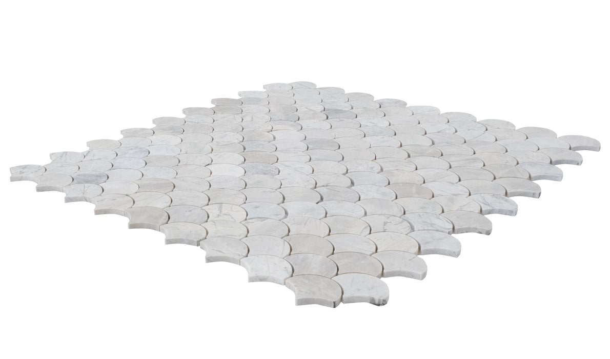 Palia Dolomite White Laguna Polished on 12" x 12" Mesh Mosaic Tile - Belair Collection