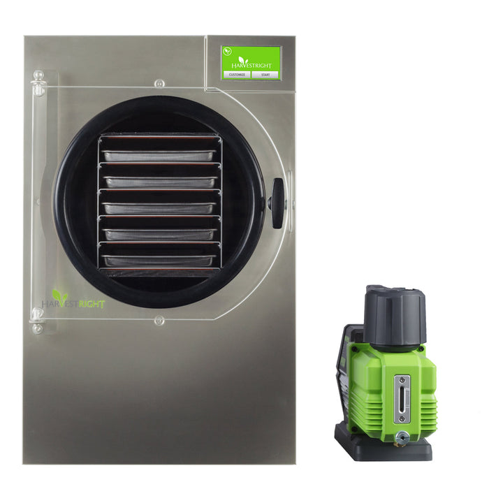 Harvest Right Medium Home Pro Freeze Dryer with Premier Vacuum Pump, 5 Trays and Mylar Starter Kit in Stainless Steel