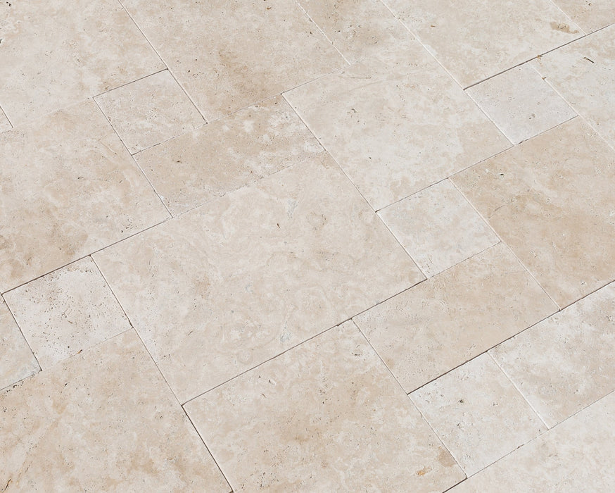 Travertine Miletos Ivory Pattern Tumbled Pavers - Belair Collection